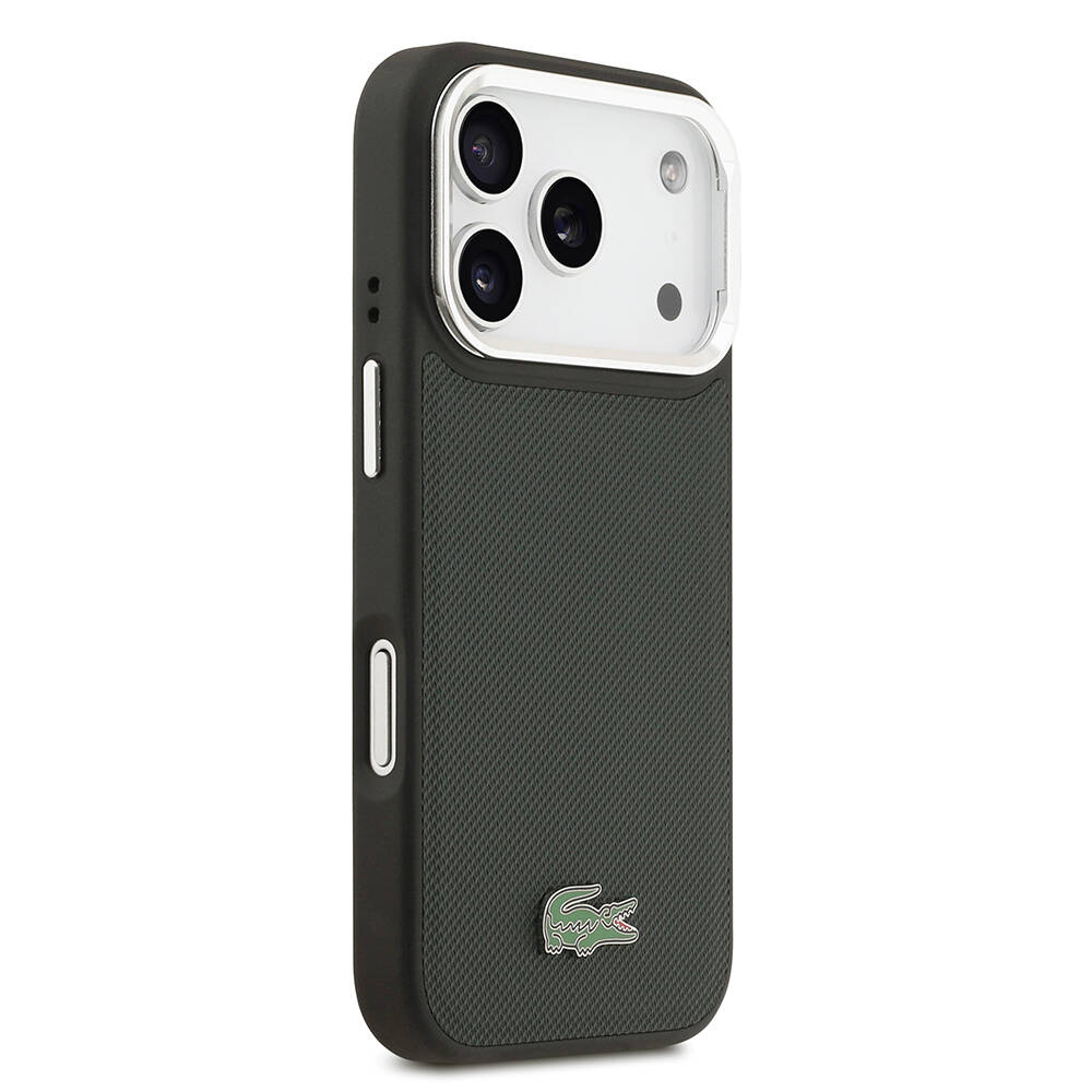 Apple iPhone 17 Pro Kılıf Lacoste Orjinal Lisanslı M-safe Şarj Özellikli PU Pike Desenli Standlı Metal Logolu Kapak - 22