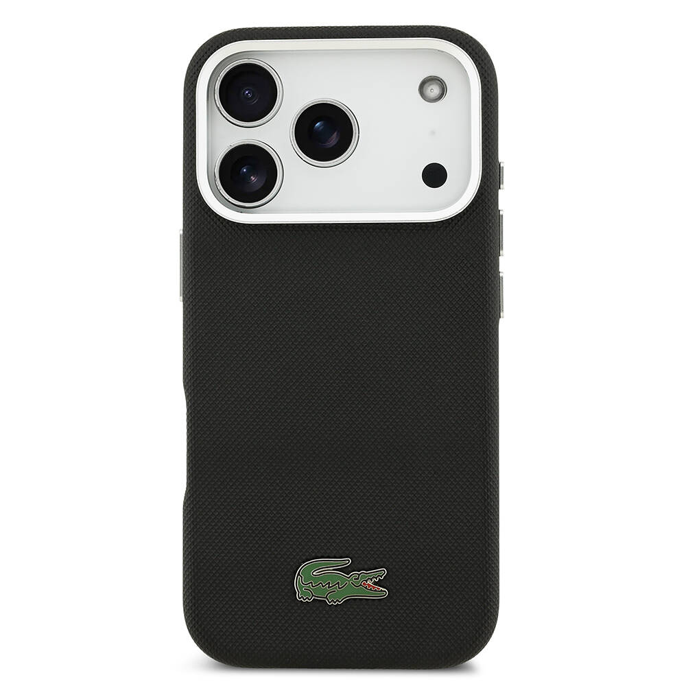 Apple iPhone 17 Pro Kılıf Lacoste Orjinal Lisanslı M-Safe Şarj Özellikli PVC Pike Desenli Arka Yüzey İkonik Timsah Dokuma Logolu Kapak - 19