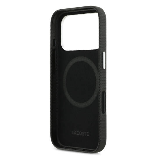 Apple iPhone 17 Pro Kılıf Lacoste Orjinal Lisanslı M-Safe Şarj Özellikli PVC Pike Desenli Arka Yüzey İkonik Timsah Dokuma Logolu Kapak - 23