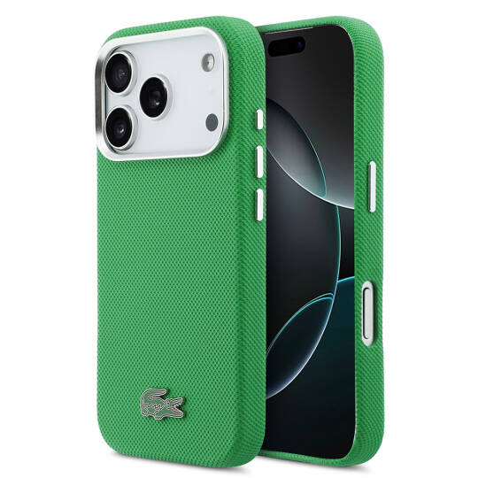 Apple iPhone 17 Pro Kılıf Lacoste Orjinal Lisanslı M-Safe Şarj Özellikli PVC Pike Desenli Arka Yüzey İkonik Timsah Dokuma Logolu Kapak - 9