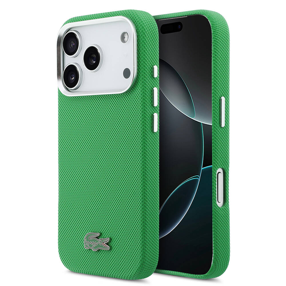 Apple iPhone 17 Pro Kılıf Lacoste Orjinal Lisanslı M-Safe Şarj Özellikli PVC Pike Desenli Arka Yüzey İkonik Timsah Dokuma Logolu Kapak - 9