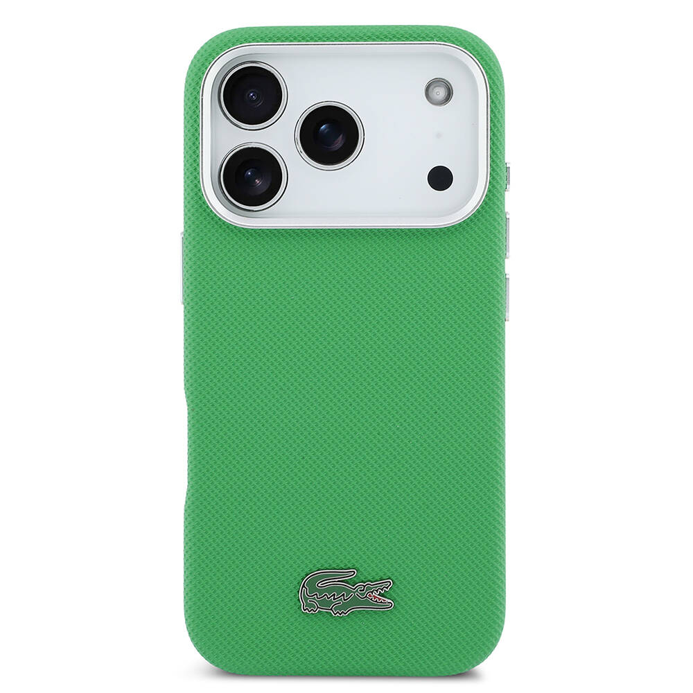 Apple iPhone 17 Pro Kılıf Lacoste Orjinal Lisanslı M-Safe Şarj Özellikli PVC Pike Desenli Arka Yüzey İkonik Timsah Dokuma Logolu Kapak - 11