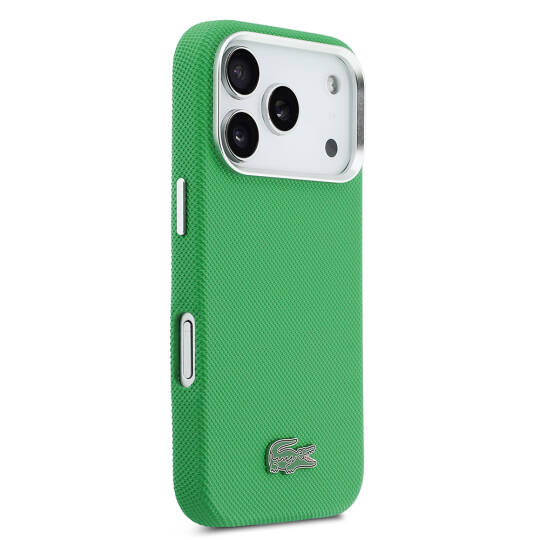Apple iPhone 17 Pro Kılıf Lacoste Orjinal Lisanslı M-Safe Şarj Özellikli PVC Pike Desenli Arka Yüzey İkonik Timsah Dokuma Logolu Kapak - 12
