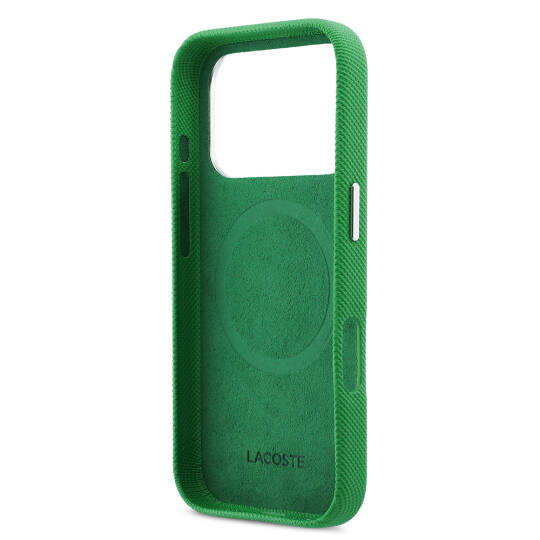 Apple iPhone 17 Pro Kılıf Lacoste Orjinal Lisanslı M-Safe Şarj Özellikli PVC Pike Desenli Arka Yüzey İkonik Timsah Dokuma Logolu Kapak - 15