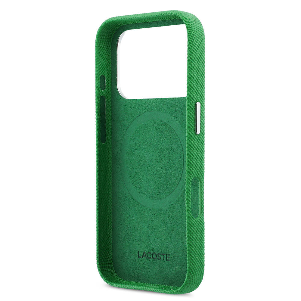 Apple iPhone 17 Pro Kılıf Lacoste Orjinal Lisanslı M-Safe Şarj Özellikli PVC Pike Desenli Arka Yüzey İkonik Timsah Dokuma Logolu Kapak - 15