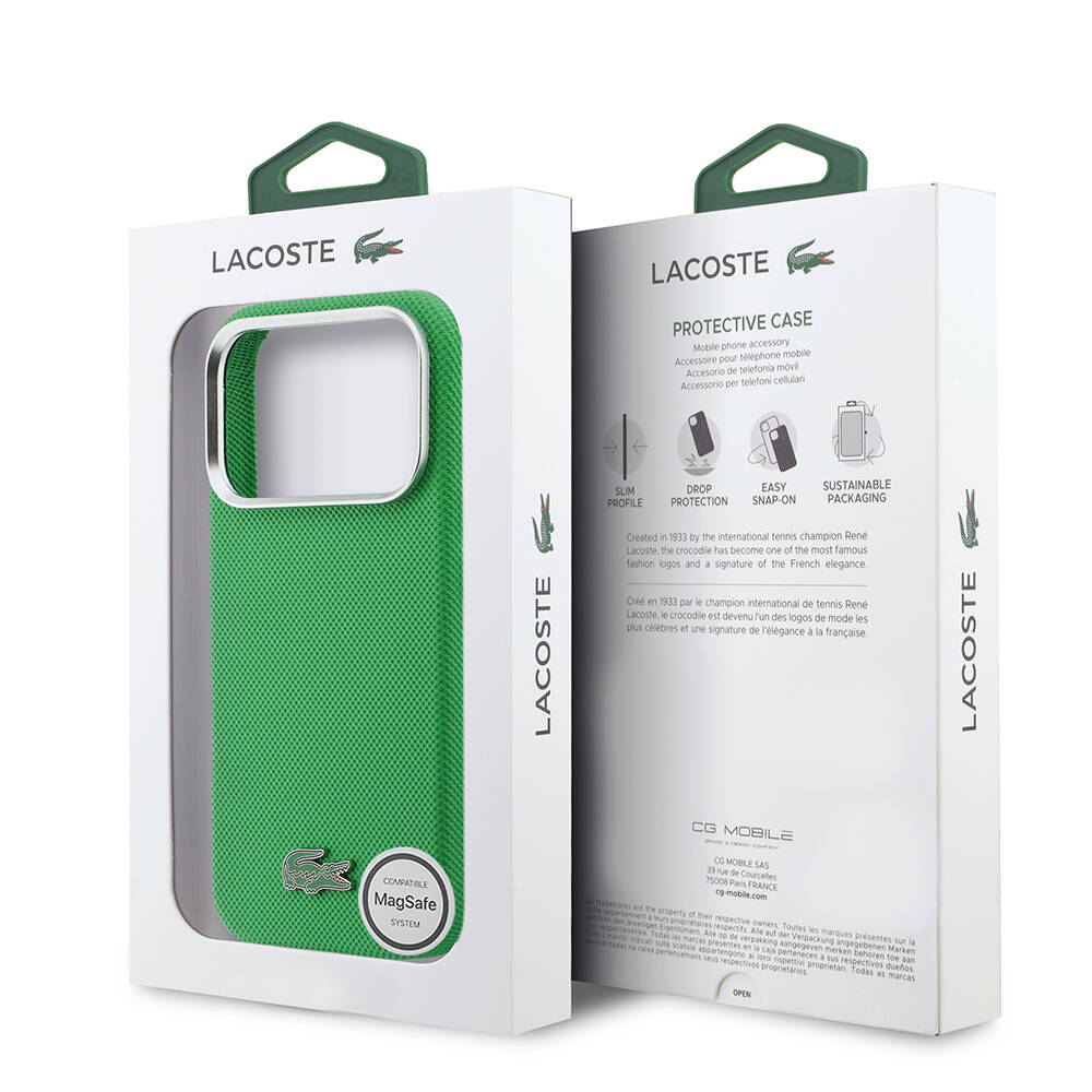 Apple iPhone 17 Pro Kılıf Lacoste Orjinal Lisanslı M-Safe Şarj Özellikli PVC Pike Desenli Arka Yüzey İkonik Timsah Dokuma Logolu Kapak - 16