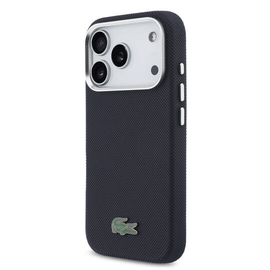 Apple iPhone 17 Pro Kılıf Lacoste Orjinal Lisanslı M-Safe Şarj Özellikli PVC Pike Desenli Arka Yüzey İkonik Timsah Dokuma Logolu Kapak - 2