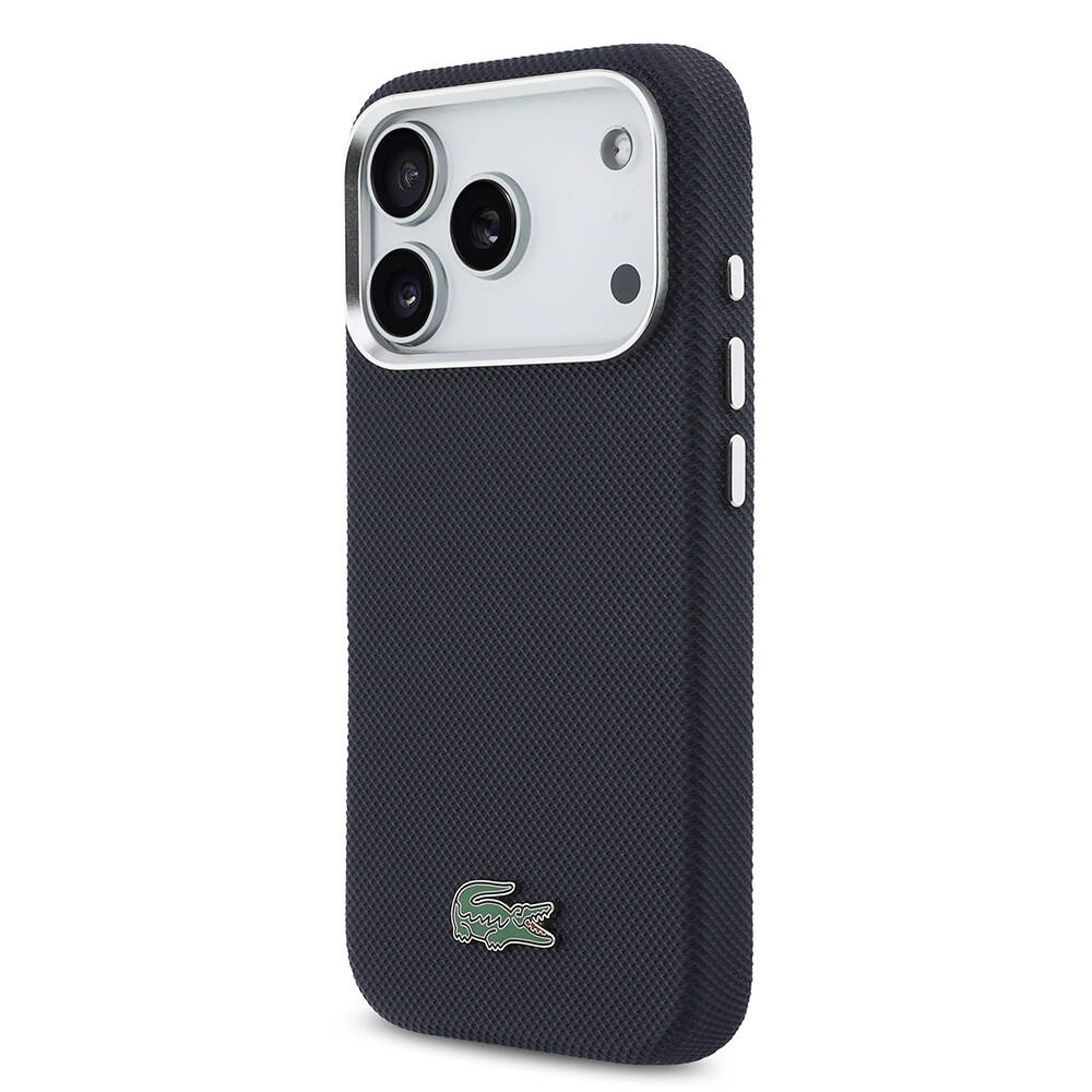 Apple iPhone 17 Pro Kılıf Lacoste Orjinal Lisanslı M-Safe Şarj Özellikli PVC Pike Desenli Arka Yüzey İkonik Timsah Dokuma Logolu Kapak - 2