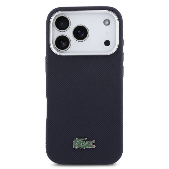 Apple iPhone 17 Pro Kılıf Lacoste Orjinal Lisanslı M-Safe Şarj Özellikli PVC Pike Desenli Arka Yüzey İkonik Timsah Dokuma Logolu Kapak - 3
