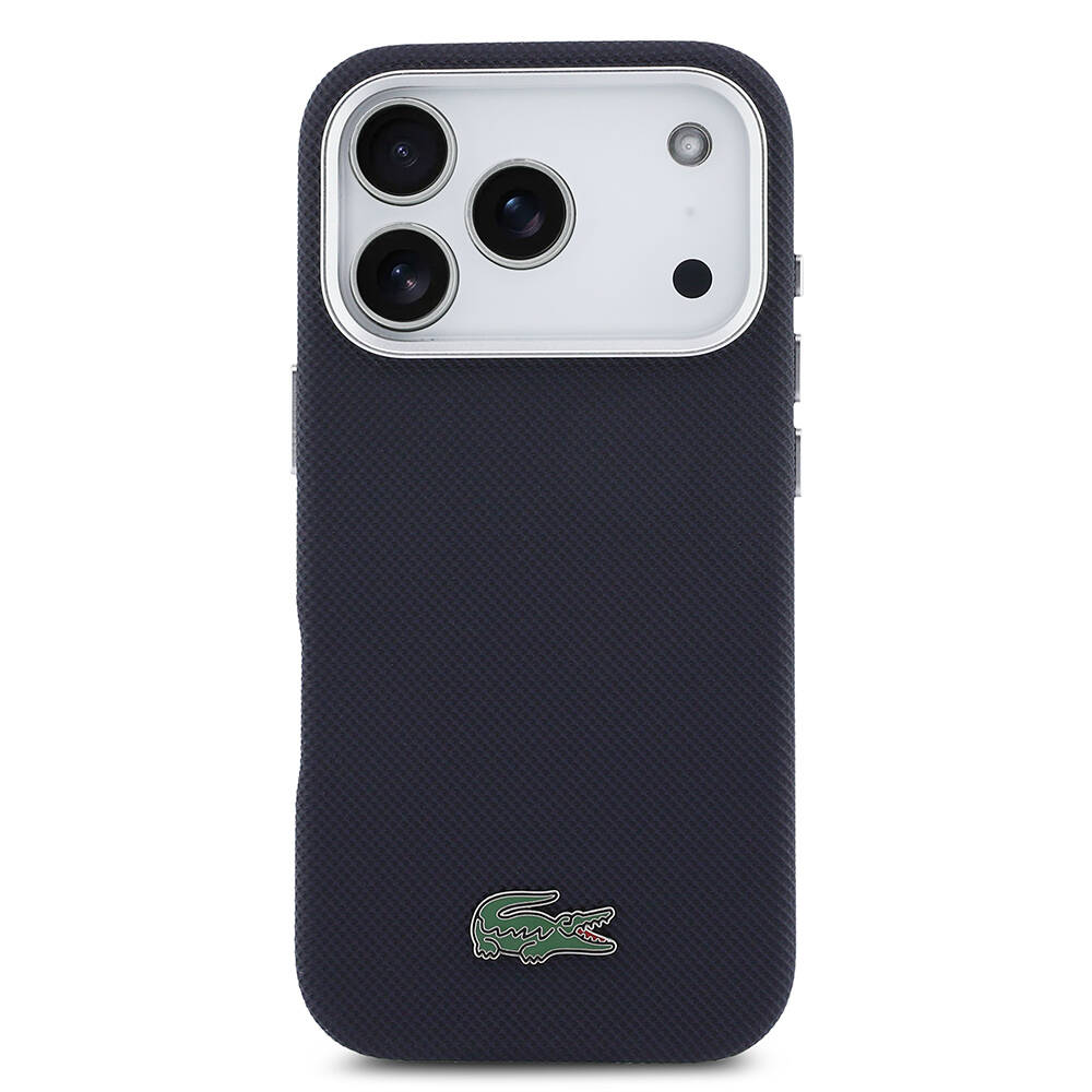 Apple iPhone 17 Pro Kılıf Lacoste Orjinal Lisanslı M-Safe Şarj Özellikli PVC Pike Desenli Arka Yüzey İkonik Timsah Dokuma Logolu Kapak - 3