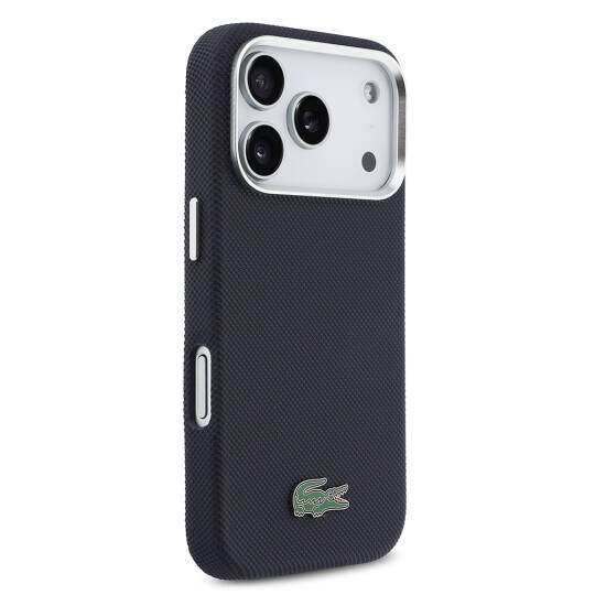 Apple iPhone 17 Pro Kılıf Lacoste Orjinal Lisanslı M-Safe Şarj Özellikli PVC Pike Desenli Arka Yüzey İkonik Timsah Dokuma Logolu Kapak - 4