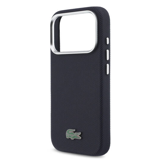 Apple iPhone 17 Pro Kılıf Lacoste Orjinal Lisanslı M-Safe Şarj Özellikli PVC Pike Desenli Arka Yüzey İkonik Timsah Dokuma Logolu Kapak - 6