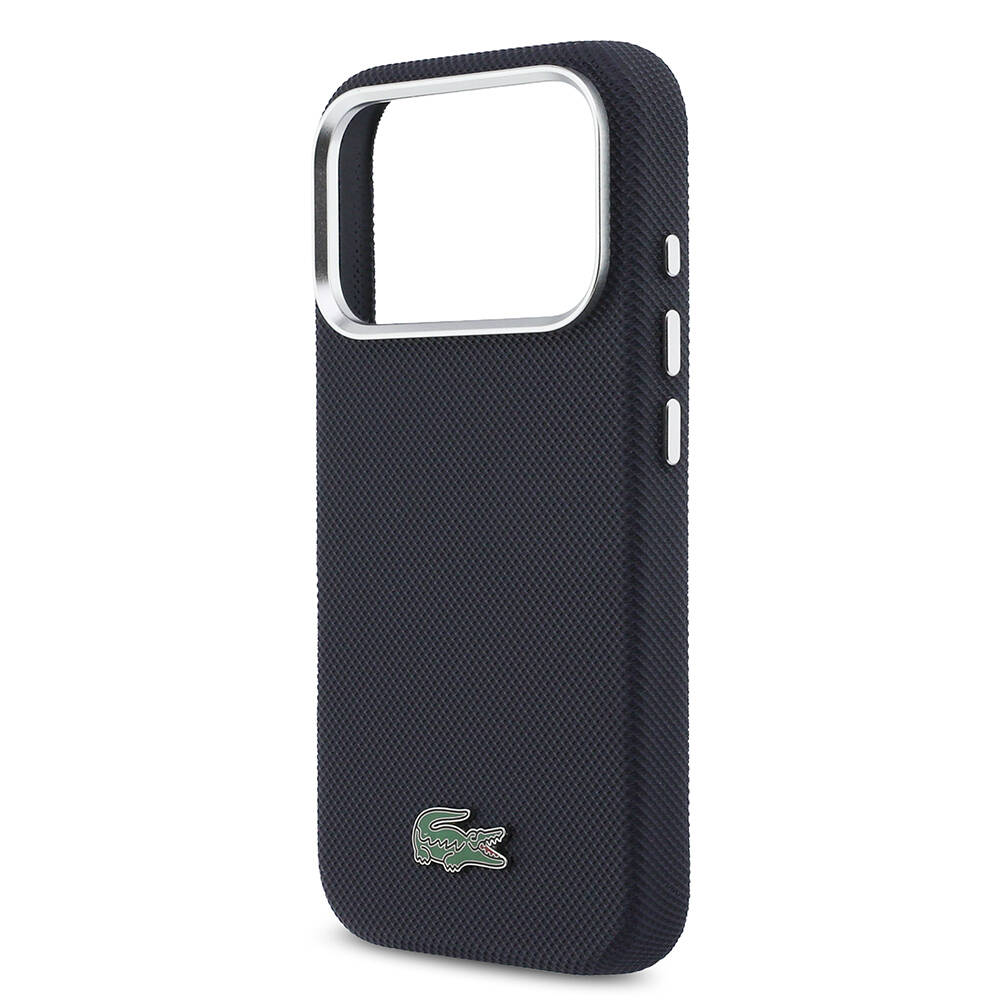 Apple iPhone 17 Pro Kılıf Lacoste Orjinal Lisanslı M-Safe Şarj Özellikli PVC Pike Desenli Arka Yüzey İkonik Timsah Dokuma Logolu Kapak - 6
