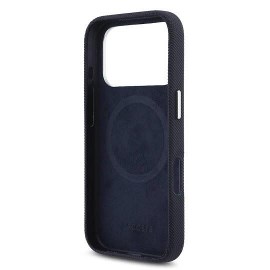 Apple iPhone 17 Pro Kılıf Lacoste Orjinal Lisanslı M-Safe Şarj Özellikli PVC Pike Desenli Arka Yüzey İkonik Timsah Dokuma Logolu Kapak - 7