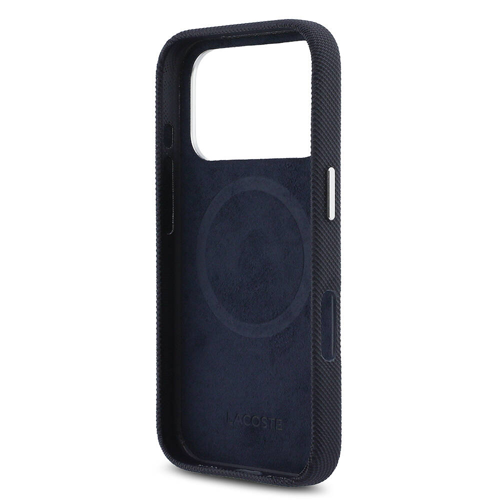 Apple iPhone 17 Pro Kılıf Lacoste Orjinal Lisanslı M-Safe Şarj Özellikli PVC Pike Desenli Arka Yüzey İkonik Timsah Dokuma Logolu Kapak - 7