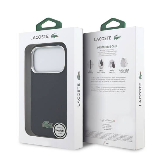 Apple iPhone 17 Pro Kılıf Lacoste Orjinal Lisanslı M-Safe Şarj Özellikli PVC Pike Desenli Arka Yüzey İkonik Timsah Dokuma Logolu Kapak - 8