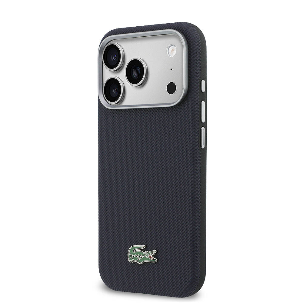 Apple iPhone 17 Pro Kılıf Lacoste Orjinal Lisanslı M-Safe Şarj Özellikli PVC Yarı Pike Desenli Arka Yüzey İkonik Timsah Dokuma Logolu Kapak - 10