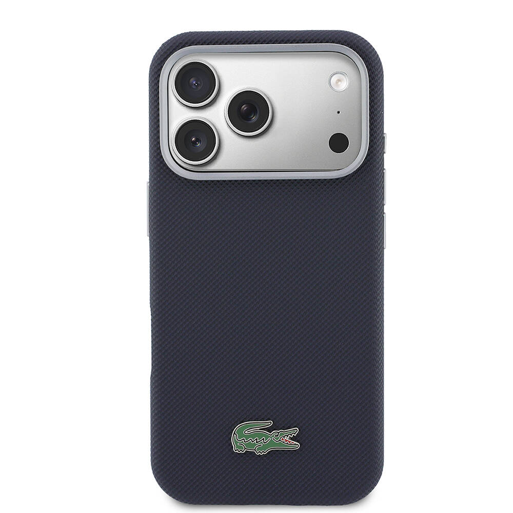 Apple iPhone 17 Pro Kılıf Lacoste Orjinal Lisanslı M-Safe Şarj Özellikli PVC Yarı Pike Desenli Arka Yüzey İkonik Timsah Dokuma Logolu Kapak - 11