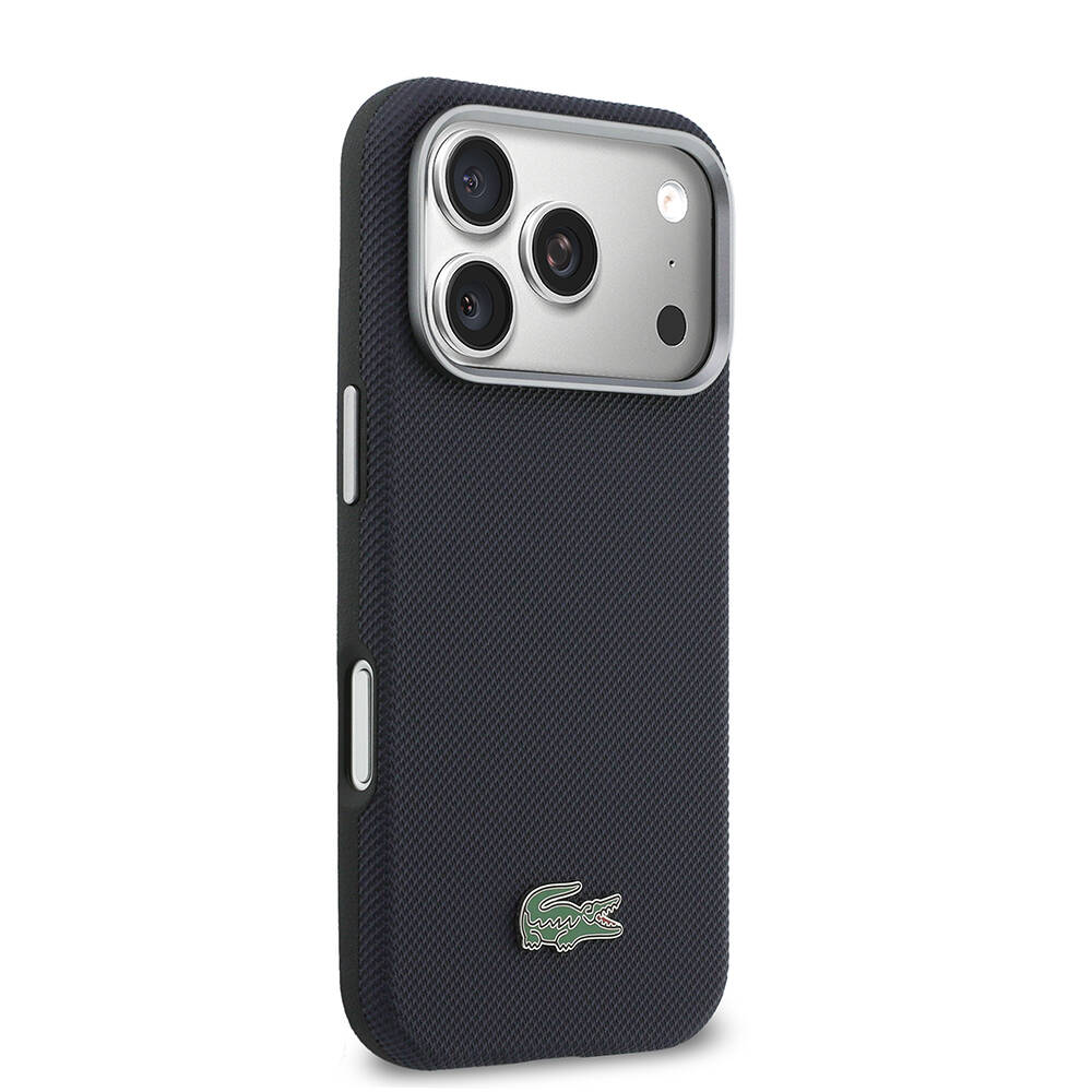 Apple iPhone 17 Pro Kılıf Lacoste Orjinal Lisanslı M-Safe Şarj Özellikli PVC Yarı Pike Desenli Arka Yüzey İkonik Timsah Dokuma Logolu Kapak - 12