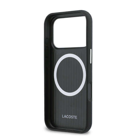 Apple iPhone 17 Pro Kılıf Lacoste Orjinal Lisanslı M-Safe Şarj Özellikli PVC Yarı Pike Desenli Arka Yüzey İkonik Timsah Dokuma Logolu Kapak - 15