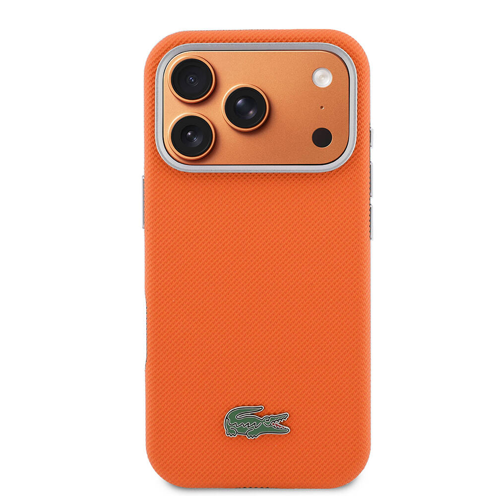 Apple iPhone 17 Pro Kılıf Lacoste Orjinal Lisanslı M-Safe Şarj Özellikli PVC Yarı Pike Desenli Arka Yüzey İkonik Timsah Dokuma Logolu Kapak - 3