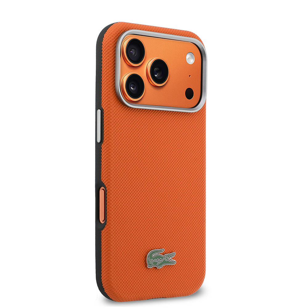 Apple iPhone 17 Pro Kılıf Lacoste Orjinal Lisanslı M-Safe Şarj Özellikli PVC Yarı Pike Desenli Arka Yüzey İkonik Timsah Dokuma Logolu Kapak - 4