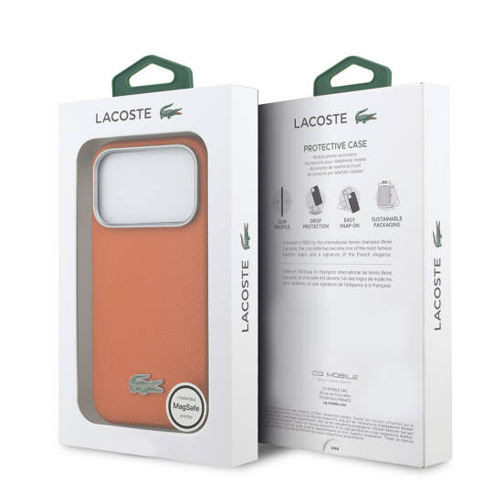 Apple iPhone 17 Pro Kılıf Lacoste Orjinal Lisanslı M-Safe Şarj Özellikli PVC Yarı Pike Desenli Arka Yüzey İkonik Timsah Dokuma Logolu Kapak - 8