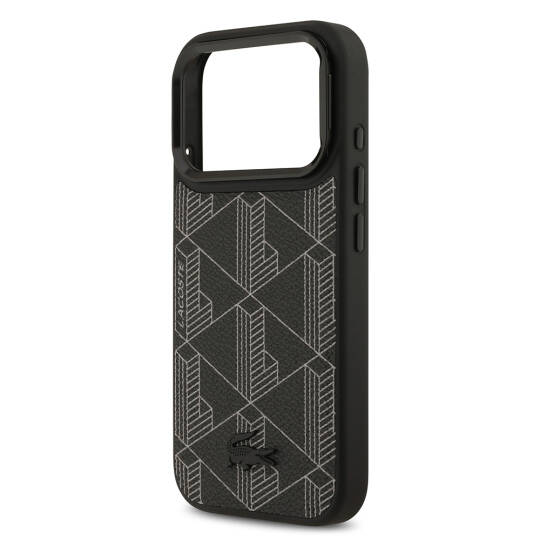 Apple iPhone 17 Pro Kılıf Lacoste Orjinal Lisanslı M-safe Şarj Özellikli Standlı PU Deri Karışık Monogram Desenli Kapak - 16