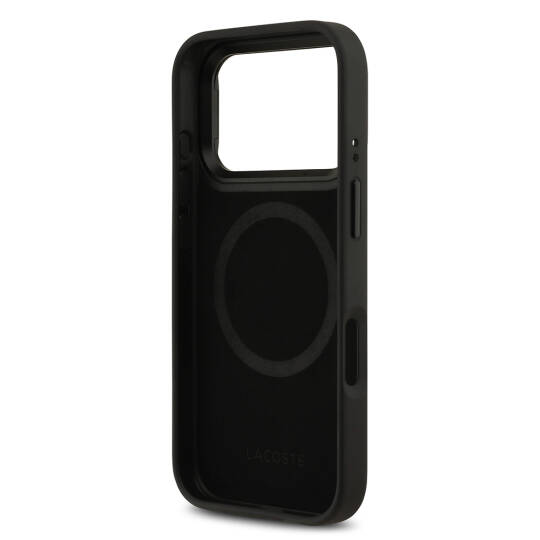 Apple iPhone 17 Pro Kılıf Lacoste Orjinal Lisanslı M-safe Şarj Özellikli Standlı PU Deri Karışık Monogram Desenli Kapak - 24
