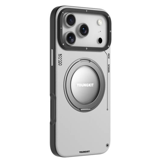 Apple iPhone 17 Pro Kılıf M-safe Şarj Özellikli 360 Derece Standlı Basit Mat Deri Desenli Youngkit Tech Leather Serisi Kapak - 7