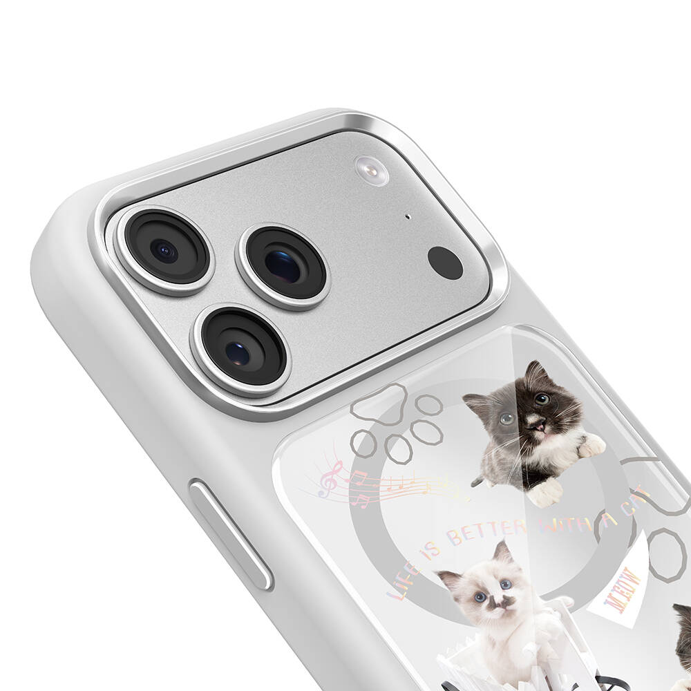 Apple iPhone 17 Pro Kılıf M-safe Şarj Özellikli 3D Baskılı Tasarım Mutural The Cat Serisi Kapak - 30