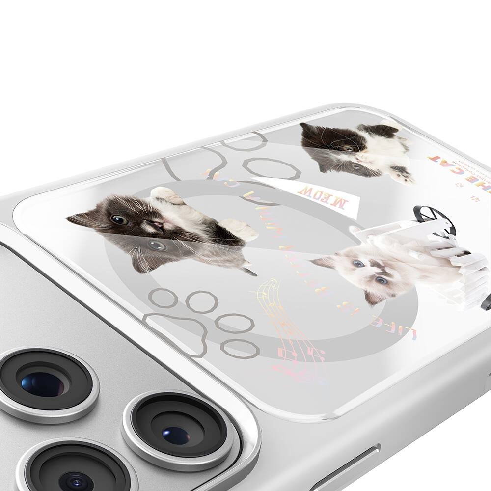 Apple iPhone 17 Pro Kılıf M-safe Şarj Özellikli 3D Baskılı Tasarım Mutural The Cat Serisi Kapak - 32