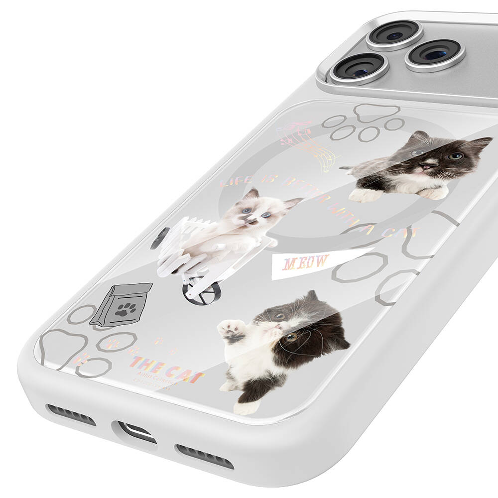 Apple iPhone 17 Pro Kılıf M-safe Şarj Özellikli 3D Baskılı Tasarım Mutural The Cat Serisi Kapak - 36