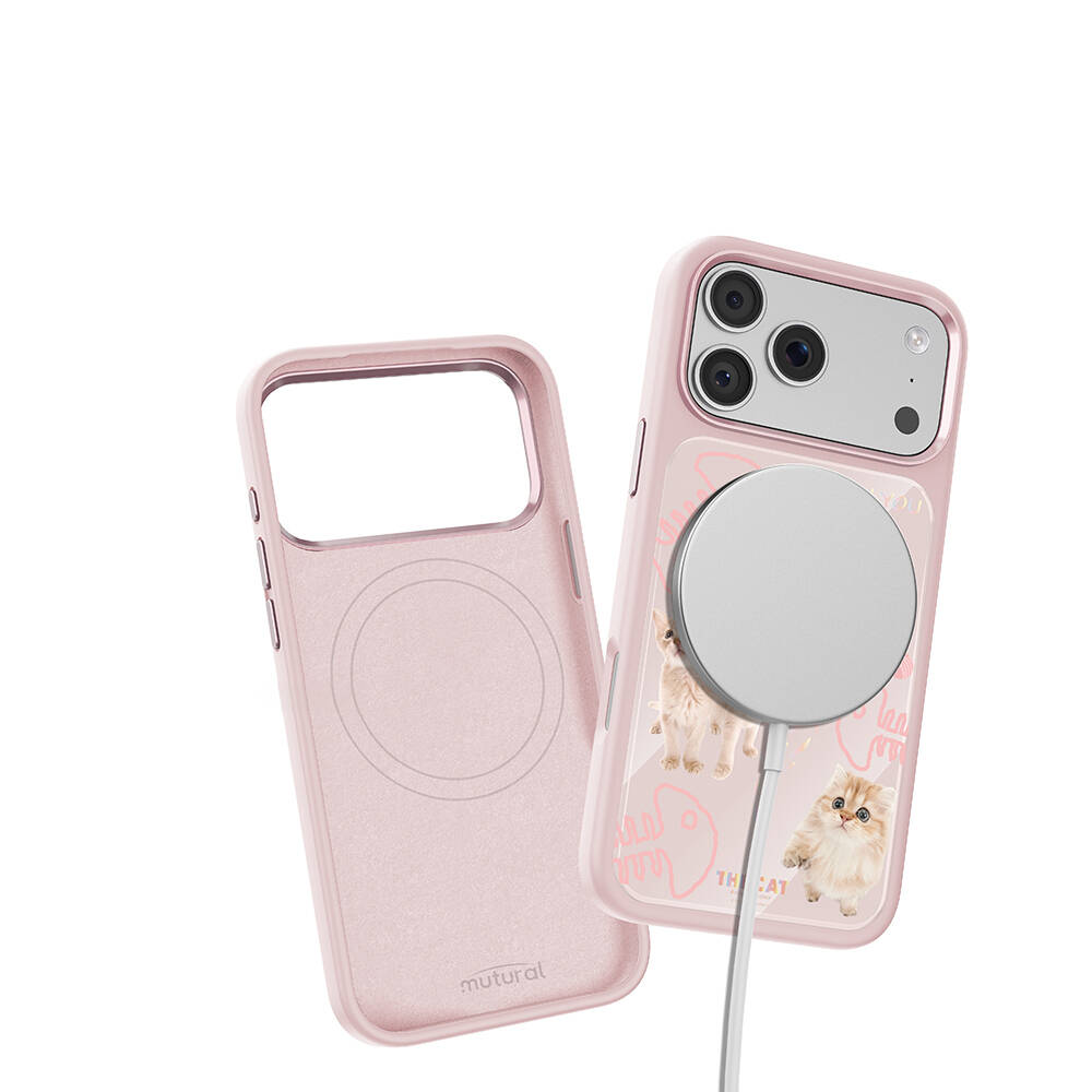 Apple iPhone 17 Pro Kılıf M-safe Şarj Özellikli 3D Baskılı Tasarım Mutural The Cat Serisi Kapak - 25