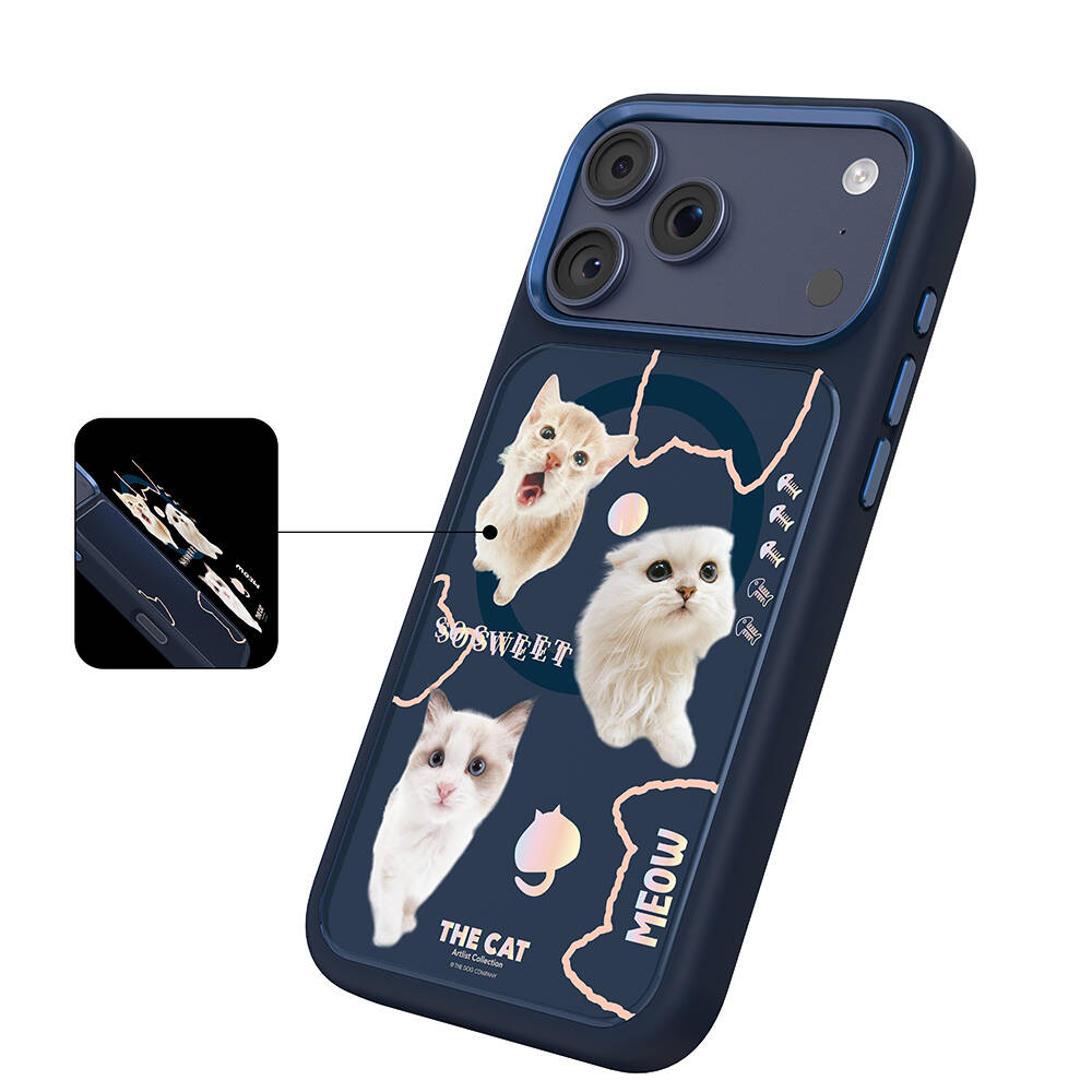 Apple iPhone 17 Pro Kılıf M-safe Şarj Özellikli 3D Baskılı Tasarım Mutural The Cat Serisi Kapak - 17