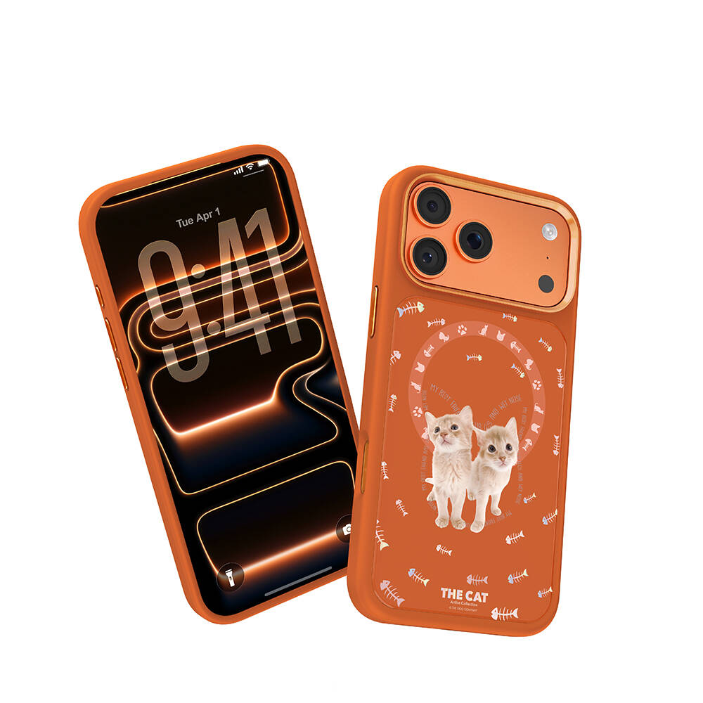 Apple iPhone 17 Pro Kılıf M-safe Şarj Özellikli 3D Baskılı Tasarım Mutural The Cat Serisi Kapak - 4