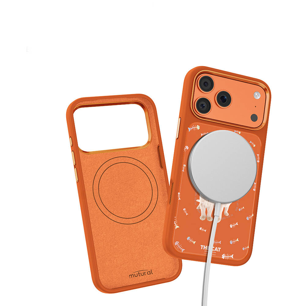 Apple iPhone 17 Pro Kılıf M-safe Şarj Özellikli 3D Baskılı Tasarım Mutural The Cat Serisi Kapak - 7