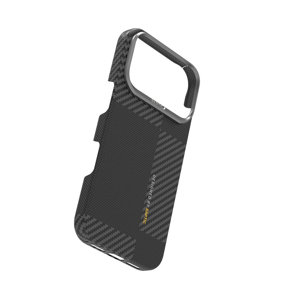 Apple iPhone 17 Pro Kılıf M-safe Şarj Özellikli 600D Metal Kamera Çerçeveli Raptic Aramid Karbon Fiber Geotik Serisi Kapak - 7
