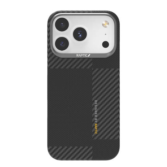 Apple iPhone 17 Pro Kılıf M-safe Şarj Özellikli 600D Metal Kamera Çerçeveli Raptic Aramid Karbon Fiber Geotik Serisi Kapak