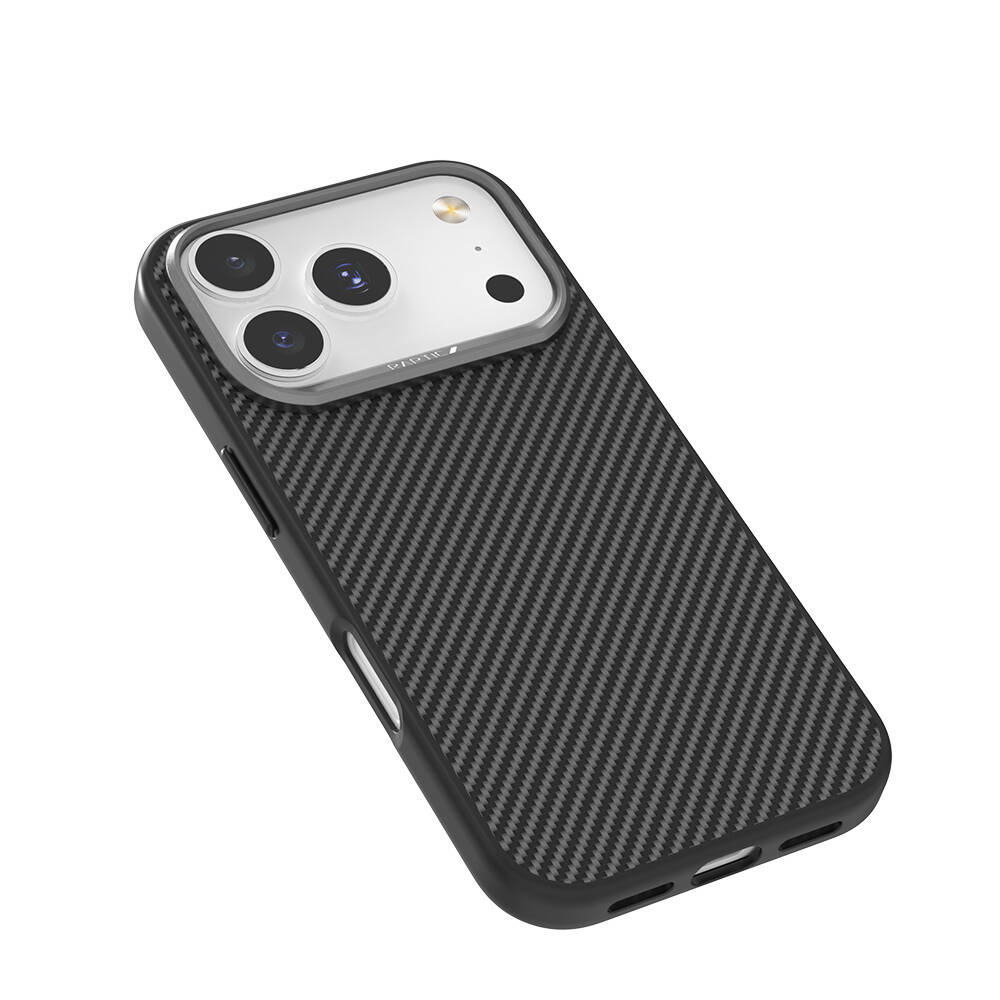Apple iPhone 17 Pro Kılıf M-safe Şarj Özellikli 600D Metal Kamera Çerçeveli Raptic Aramid Karbon Fiber Serisi Kapak - 3