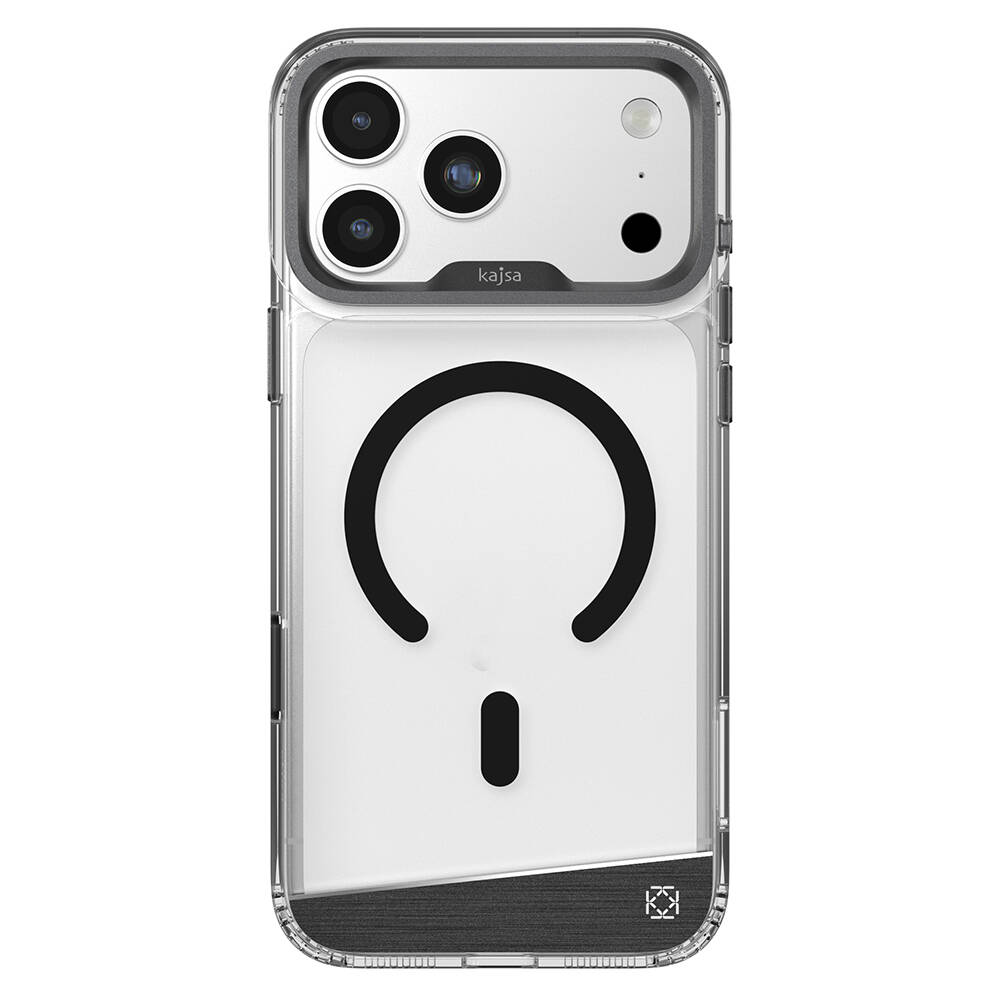 Apple iPhone 17 Pro Kılıf M-safe Şarj Özellikli Airbag Tasarımlı O-Ring Şeffaf Kajsa Trans Alüminyum Shield Serisi Kapak - 1