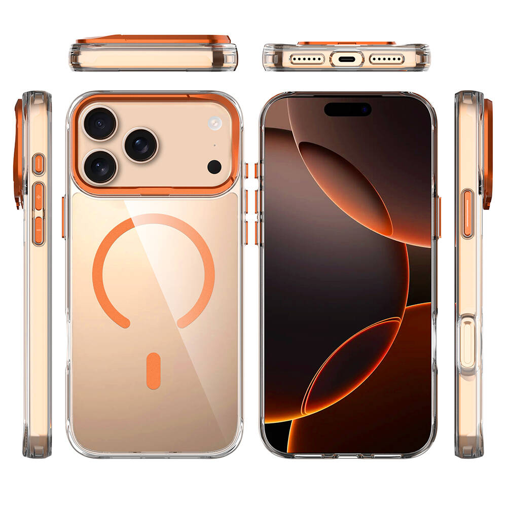 Apple iPhone 17 Pro Kılıf M-safe Şarj Özellikli Airbagli Kamera Standlı Zore Azor Kapak - 6