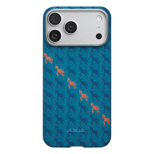 Apple iPhone 17 Pro Kılıf M-safe Şarj Özellikli Aramid Karbon Fiber Pitaka Edge Serisi Happiness Rides Kapak Mavi