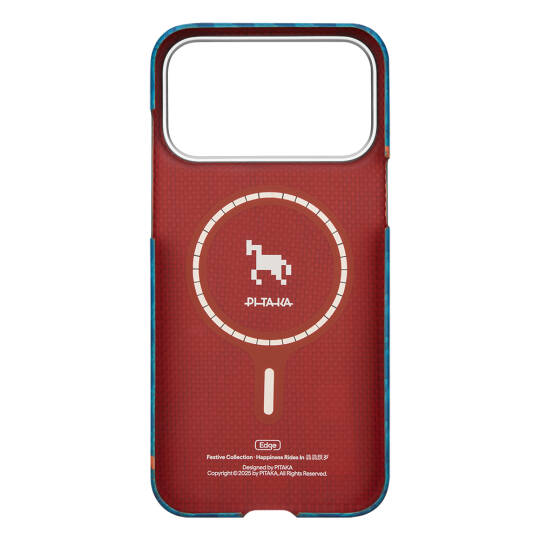 Apple iPhone 17 Pro Kılıf M-safe Şarj Özellikli Aramid Karbon Fiber Pitaka Edge Serisi Happiness Rides Kapak - 10