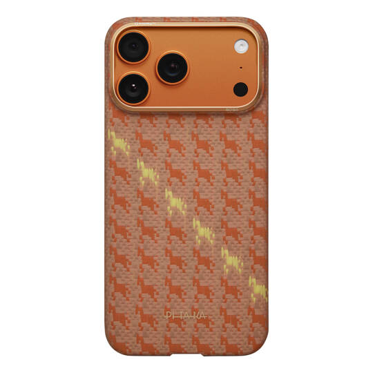 Apple iPhone 17 Pro Kılıf M-safe Şarj Özellikli Aramid Karbon Fiber Pitaka Edge Serisi Happiness Rides Kapak