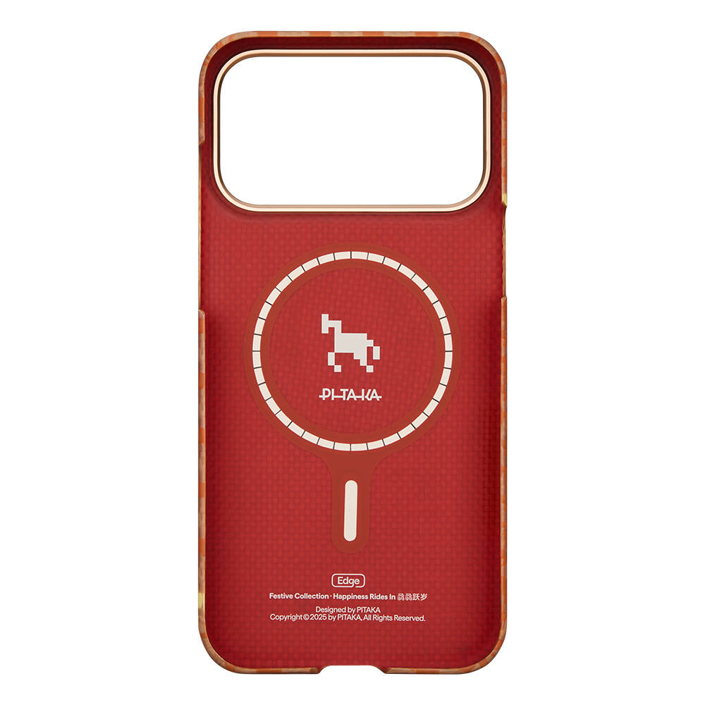 Apple iPhone 17 Pro Kılıf M-safe Şarj Özellikli Aramid Karbon Fiber Pitaka Edge Serisi Happiness Rides Kapak - 3
