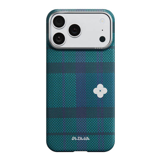 Apple iPhone 17 Pro Kılıf M-safe Şarj Özellikli Aramid Karbon Fiber Pitaka Flora in Grid Serisi Kapak - 10