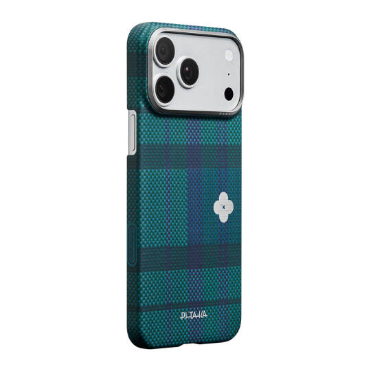 Apple iPhone 17 Pro Kılıf M-safe Şarj Özellikli Aramid Karbon Fiber Pitaka Flora in Grid Serisi Kapak - 11