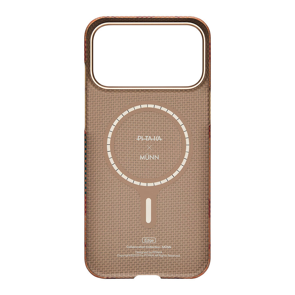Apple iPhone 17 Pro Kılıf M-safe Şarj Özellikli Aramid Karbon Fiber Pitaka Flora in Grid Serisi Kapak - 7