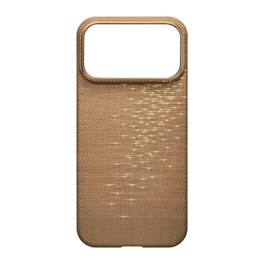 Apple iPhone 17 Pro Kılıf M-safe Şarj Özellikli Aramid Karbon Fiber Pitaka Glints of Gold Ultra Slim Serisi Kapak - 4